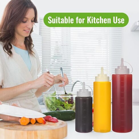 STARSIDE 6 عبوات من زجاجات ضغط بلاستيكية سعة 16 أونصة، زجاجة بهارات قابلة لإعادة الاستخدام، صلصة شواء محلية الصنع، زيت، زجاجات ضغط بوسطن، زجاجات طلاء الكاتشب، موزع بهار السوائل in Kuwait