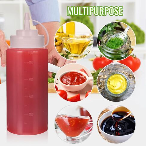 STARSIDE 6 عبوات من زجاجات ضغط بلاستيكية سعة 16 أونصة، زجاجة بهارات قابلة لإعادة الاستخدام، صلصة شواء محلية الصنع، زيت، زجاجات ضغط بوسطن، زجاجات طلاء الكاتشب، موزع بهار السوائل in Kuwait