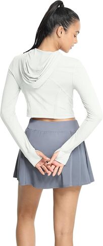 icyzone Women's UPF 50+ Athletic Jackets, Lightweight Zip Up Cropped Long Sleeve Shirts with Thumb Holes in Saudi Arabia