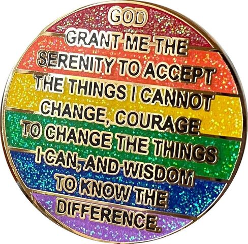 12 Year AA Medallion Reflex Rainbow Glitter and Gold Plated Sobriety Chip XII in Saudi Arabia