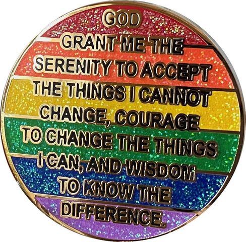 12 Year AA Medallion Reflex Rainbow Glitter and Gold Plated Sobriety Chip XII in Saudi Arabia