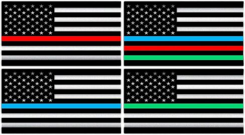 KENCO REFLECTIVE US FLAG THIN BLUE LINE BUMPER STICKER DECAL 4 PACK, SUPPORT POLICE, FIREFIGHTERS, MILITARY and FIRST RESPONDERS in Saudi Arabia