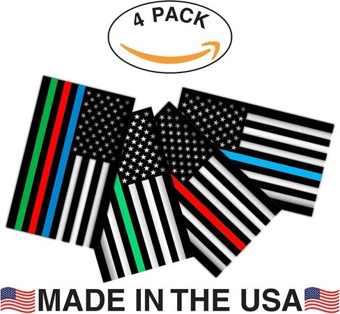 KENCO REFLECTIVE US FLAG THIN BLUE LINE BUMPER STICKER DECAL 4 PACK, SUPPORT POLICE, FIREFIGHTERS, MILITARY and FIRST RESPONDERS in Saudi Arabia