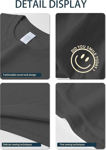 Men's T Shirts Smile Face Graphic Tees Oversized Tshirts Heavyweight Athletic Workout Short Sleeve Cotton Tops in Saudi Arabia