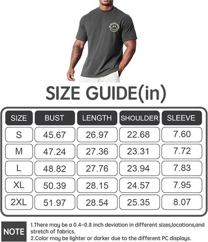 Men's T Shirts Smile Face Graphic Tees Oversized Tshirts Heavyweight Athletic Workout Short Sleeve Cotton Tops in Saudi Arabia