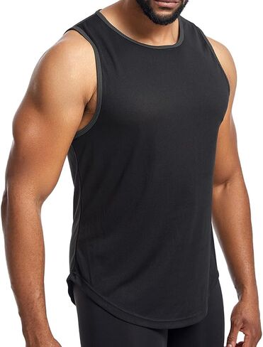 Elastic Workout Gym Muscle Shirts Athletic Fitness Sweat Quick-Dry Tank Tops for Men T75 in Saudi Arabia