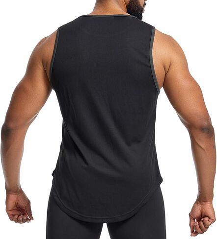 Elastic Workout Gym Muscle Shirts Athletic Fitness Sweat Quick-Dry Tank Tops for Men T75 in Saudi Arabia