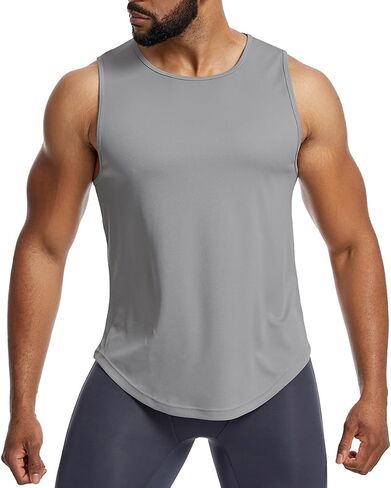 Elastic Workout Gym Muscle Shirts Athletic Fitness Sweat Quick-Dry Tank Tops for Men T75 in Saudi Arabia