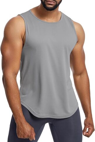 Elastic Workout Gym Muscle Shirts Athletic Fitness Sweat Quick-Dry Tank Tops for Men T75 in Saudi Arabia
