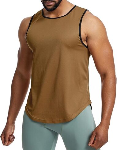 Elastic Workout Gym Muscle Shirts Athletic Fitness Sweat Quick-Dry Tank Tops for Men T75 in Saudi Arabia