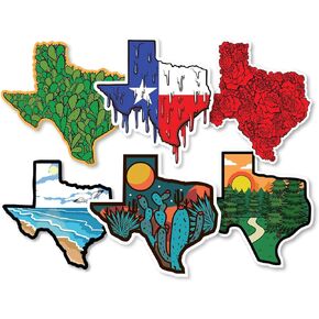 State of Texas Landscape Bumper Sticker Decal Bundle 8 for Cars, Cups, Laptops, Coolers, Tumblers (Six Pack X6) (2" (Very Small))