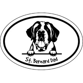 WickedGoodz Oval St Bernard Dad Decal - Dog Bumper Sticker - for Laptops Tumblers Windows Cars Trucks Walls