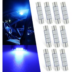 10 PCS T6 Car Reading Light, 28mm 5050 3SMD 300LM 6000-6500K Smart IC Driven IP65 Waterproof Car Roof Light, 180 Degree Lighting Plug-and-play Accessory, Compatible with Most Models (White)