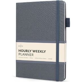 Skyline Hourly Weekly Planner – Undated Agenda & Daily Appointment Book – Time Blocking Notebook for Business Entrepreneurs, A5 (Sandstone)