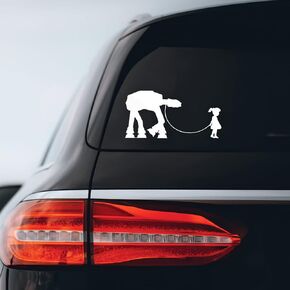 Girl Walking Robot Sticker Decal Notebook Car Laptop 8" x 4" (White)
