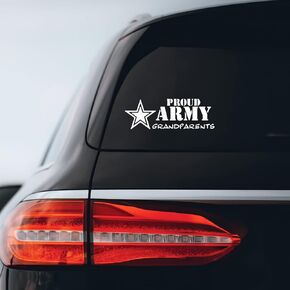 Proud Army Grandparents Sticker Decal Notebook Car Laptop 6" x 2" (White)