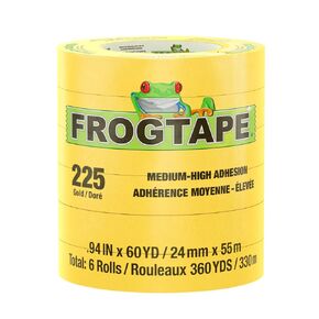 FROGTAPE 225 Gold Moderate Temperature Performance Grade Masking Tape, Medium-High Adhesion, 12mm x 55m, 12 Rolls per Pack (105318)