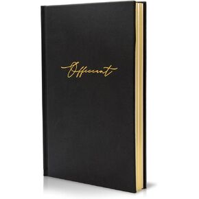 Wedding Officiant Book - Modern Minimalist Black Hardcover Gold Embossed Notebook Journal Gift for Pastor Ministers Sermon Wedding Ceremony, 32 Pages, 180gsm Thick Lined Paper, 5.25 x 8.25" (Design 1)