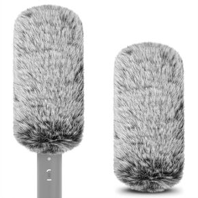 Geekria for Creators Furry Windscreen for 0.8'' (20mm) Diameter Shotgun Microphone, Mic DeadCat Wind Cover Muff, Windbuster, Fluff Cover Windshield Compatible with BOYA, Rode (14cm / 2 Pack)