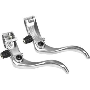 1Pair Bike Brake Levers, Aluminum Alloy Brake Handle V-Brake Lever Mountain Road Brakes (Silver) 24Mm Brake Lever