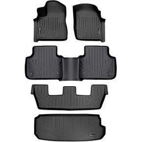 SMARTLINER Custom Fit Floor Mats 3 Rows and Cargo Liner Behind 3rd Row Set Black for 2017-2022 Audi Q7 - All Models
