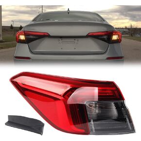 Dasbecan Left Tail Light Assembly Compatible with 2022 2023 2024 Honda Civic Rear Lamp Outer Driver Side W/Bulbs Replaces# 33550-T20-A01 HO2804123