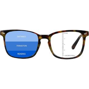 Vintage Square Progressive Multifocal Presbyopic Glasses, Anti-Blue Light Glasses for Men Women Readers
