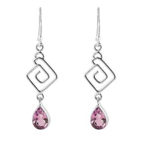 925 Sterling Silver Earrings, Amethyst Natural Gemstone Earrings Filigree Dangle Earrings Handmade Jewelry Elegant Minimalist Bridal Earring Gift for Women