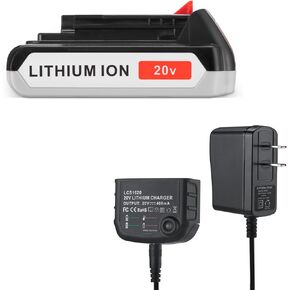 3.0 Replacement Battery wtih Charger Compatible for Black and Decker 20V Battery & Charger 20 Volt MAX Lithium Ion LBXR20 LB20 LBXR2020-OPE LBXR20B-2 LB2X4020-2