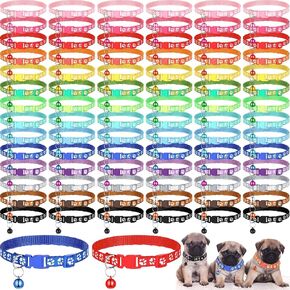 Sanwuta 84 Pcs Valentine Puppy Collars for Litter Dog Breakaway Newborn Puppy ID Collars for Kittens Soft Breakaway Quick Release Adjustable Pets Valentine Gift