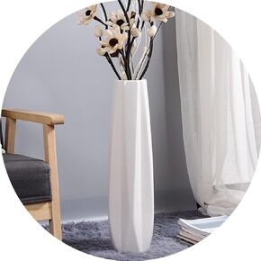 Ceramic Floor Large Vase 17.7 Inches Tall,White Modern Flower Tall Vases for Office, Home,Farmhouse,Living Room Décor,Simple Origami Design Fall Decorative Porcelain Flower Arrangement Vase Ideal Gift