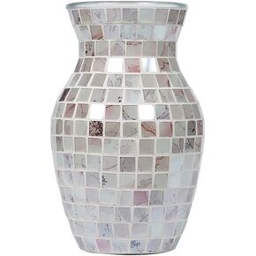 Blue Vase for Flower, Handmade Multi-Color Mosaic Blue Glass Vase Fashion Home Living Room Dining Table Decoration Home Décor Wedding Flower Arrangement(Blue, 8")