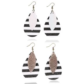 ASHMITA Leather Teardrop/Leaf Earrings for Women Girls Dangle Petal Earring Set
