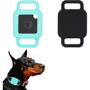 Silicone Tile Dog Collar Holder for Tile Pro 2020 & 2018, 2 Pack Tile Case Protective Cover for Pet Dog Cat (Black/Mint Green)