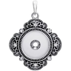 Snap Button Necklace for Women Men Metal Pendant Necklace Jewelry Necklace Fit 18mm Ginger Buttons with Stainless Steel Chain for Jewelry Making