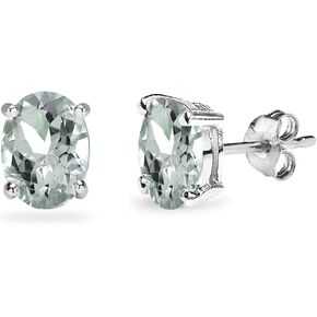 Sterling Silver 6x4mm Oval Small Prong-set Aquamarine Stud Earrings for Girls Women