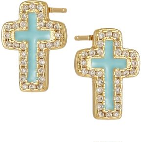 Sterling Silver Cross Stud Earrings for Women Cubic Zirconia Cross Stud Earrings for Girls Rhinestone Cross Earrings for Women