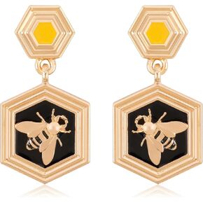 Gold Bee Earrings Honeycomb Heart Flower Dragonfly Butterfly Circle Earrings for Women Girls, Honeycomb Beehive Dangle Earrings Dainty Zircon Hexagonal Drop Earrings Bee Honeycomb Jewelry Birthday Gifts