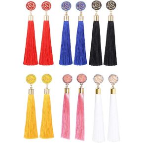 Charm Girls Long Tassel Drop Earrings Handmade Bohemia Tassel Earrings for Women