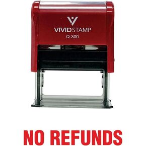 NO REFUNDS Self Inking Rubber Stamp (Red Ink) - Large