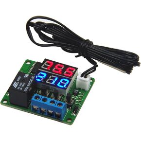 LM YN DC 24V Digital Thermostat Module -58℉ to 257℉ Fahrenheit Temp Display Temperature Controller Board with 20A Relay Waterproof Sensor Probe Dual LED Display Red Blue