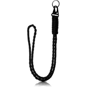 Paracord Lanyard Heavy Duty Braided Paracord Lanyards Keychain Lanyard Adventure Key Chains Men Nylon Rope for Necklace Tactical Necklace Keyring Id Card Badge Holder Camera Wall (Black)