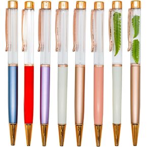 12PCS Empty Tube DIY Pens Stylus Floating Pens Classic Business Pens Black Ink Ballpoint Pens For School Office Party Christmas Gift Accessories