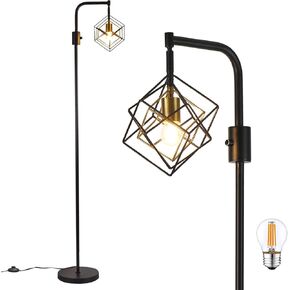 Dimmable Farmhouse Floor Lamp for Living Room, 1 Light Rustic Standing Tall Lamp, Modern Bright Floor Lamp, Industrial Standing Lamp for Bedroom, Tall Pole Lamps Office, LED Bulbs Included.