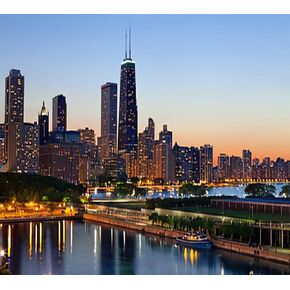 Diamond Painting Adult Painting Kits Chicago Chicago Skyline Downtown Skyline at Dusk Home Bedroom Living Room Art Wall Decoration 12"x16"