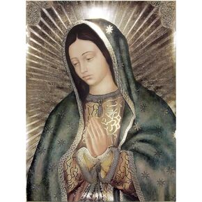 F-CANLAN Round Full Drill Diamond Painting Kit, 5D Pray Virgin Mary Diamond Dots Arts Crafts Set Religious Belief Diamond Painting with Gem for Adult Beginner Virgin Mary Room Decor (12X16 inches)