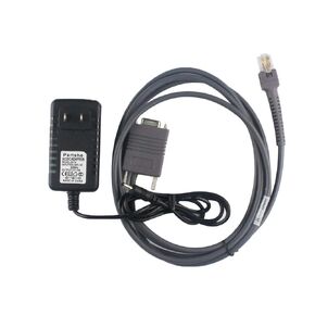PARTSHE 2M RS232 Serial Cable & 5V 1A AC Adapter Power Supply for Motorola Symbol LS2208 LS4278 LS4208 Barcode Scanner