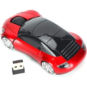 GOWENIC Car Shaped Mouse, 2.4G Optical Mouse with USB Receiver, 3 Buttons 800 to 1600DPI Cordless Mice for PC, Laptop, Computer, Tablet (Pink)