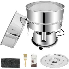 12+80 Mesh Automatic Powder Sifter Machine,110V Stainless Steel Sieve Shaker Machine with 2 Screens Sieve Shaker Machine Perfect for Filtering Powder, Particles, Flour and Liquid Materials.