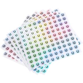 MECCANIXITY Laser Capital Letter Stickers, 0.6 Inch Alphabet U Round Self-Adhesive Reflective Letter Stickers for Inventory, Storage, Organizing,15 Sheets(1500 Stickers)